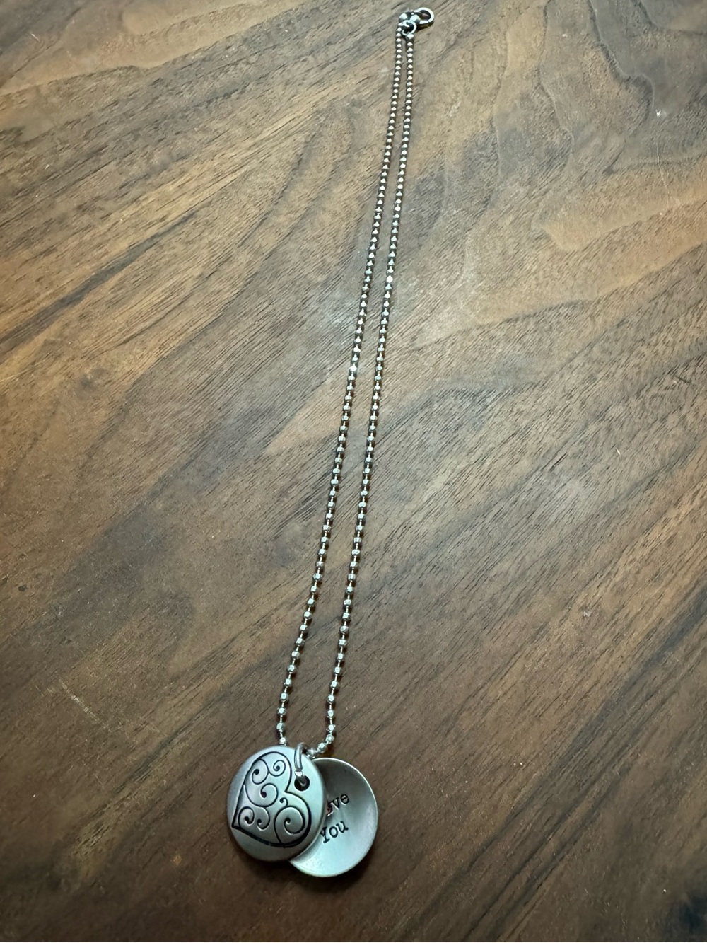 Retired Brighton Hidden Message “I Love You” Slider Silvertoned Pendant Necklace